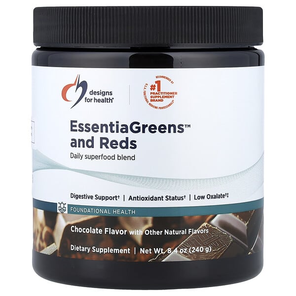 Designs For Health, EssentiaGreens™ and Reds, Chocolate, 8.4 oz (240 g)