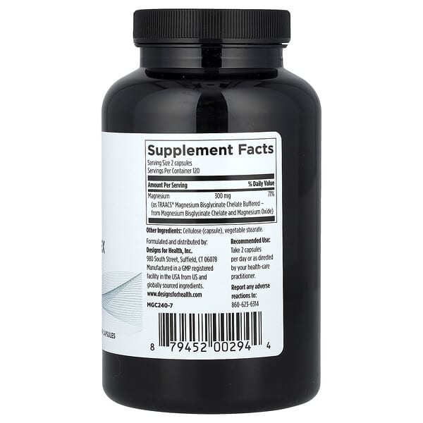Alternative view of Designs For Health, Magnesium Glycinate Complex, 240 Vegetarian Capsules (150 mg per Capsule)