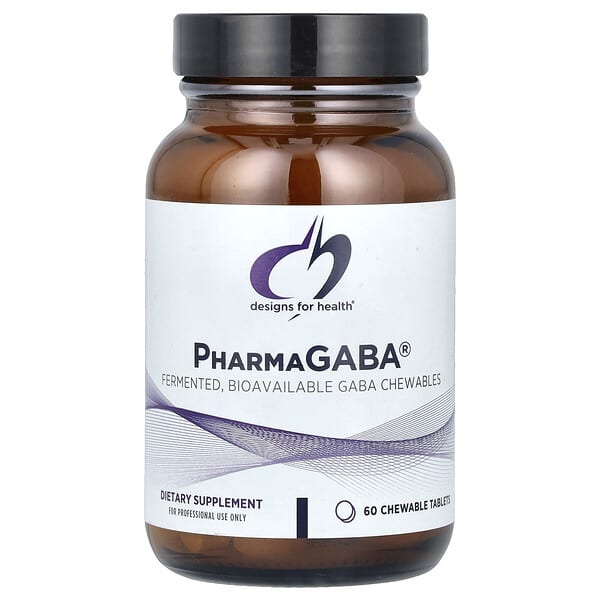 Designs For Health, PharmaGABA®, 60 Chewable Tablets (100 mg per Tablet)