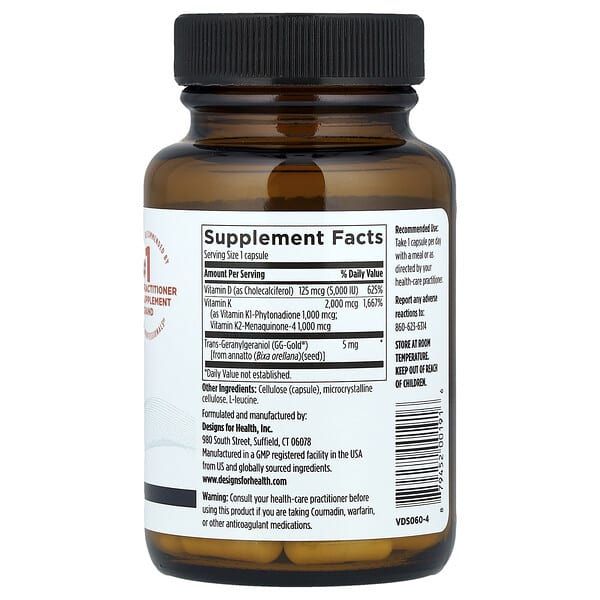 Alternative view of Designs For Health, Vitamin D Supreme, D3 + Vitamin K1, K2, 60 Vegetarian Capsules