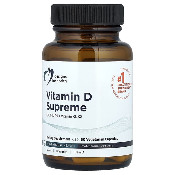 Designs For Health, Vitamin D Supreme, D3 + Vitamin K1, K2, 60 Vegetarian Capsules