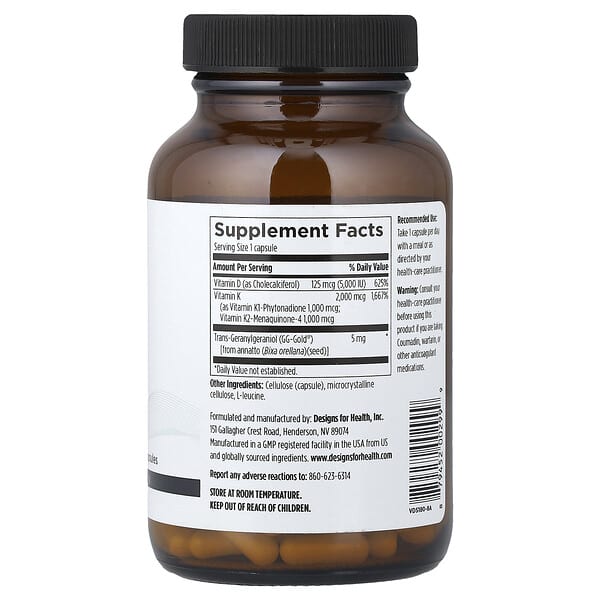 Alternative view of Designs For Health, Vitamin D Supreme with Vitamin K1, K2, 180 Vegetarian Capsules