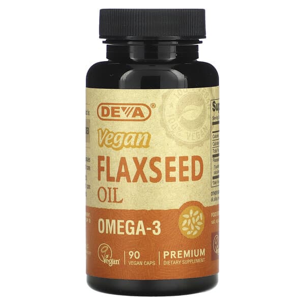 Deva, Premium Vegan Flaxseed Oil, 90 Vegan Caps (500 mg per Cap)