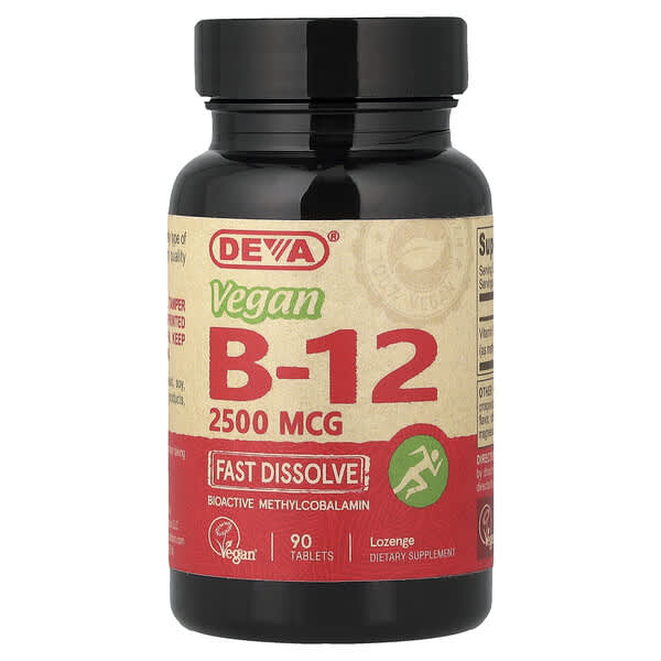 Deva, Vegan B-12, Fast-Dissolve, 2,500 mcg, 90 Tablets