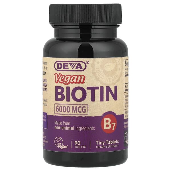 Deva, Vegan Biotin, 6000 mcg, 90 Tablets