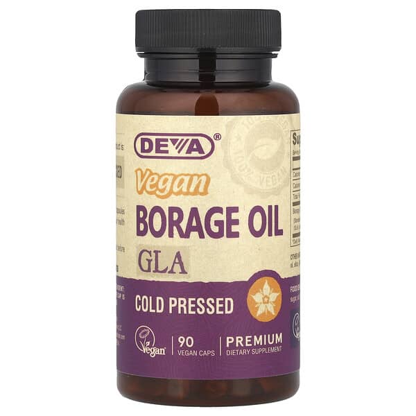 Deva, Vegan Borage Oil, GLA, 90 Vegan Caps (500 mg per Capsule)