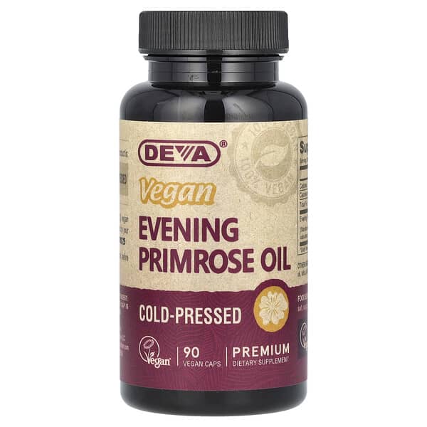 Deva, Vegan Evening Primrose Oil, 90 Vegan Caps (500 mg per Capsule)