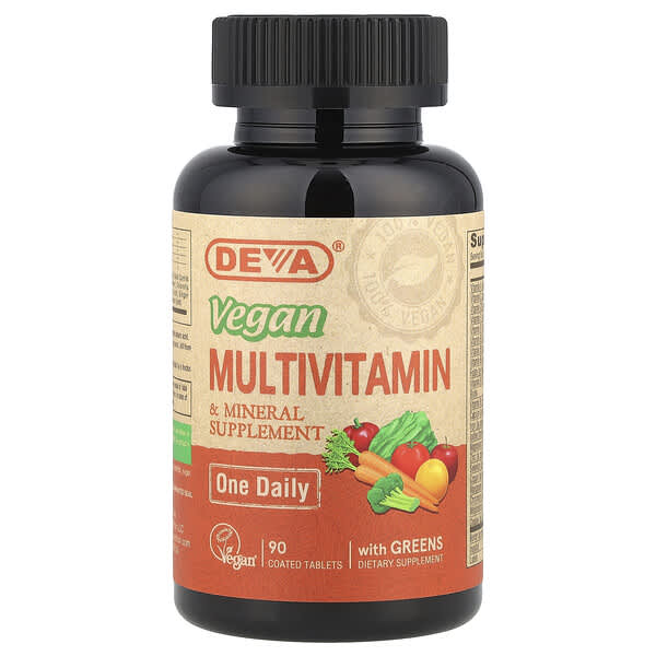 Deva, Vegan Multivitamin & Mineral Supplement, One Daily, 90 Coated Tablets