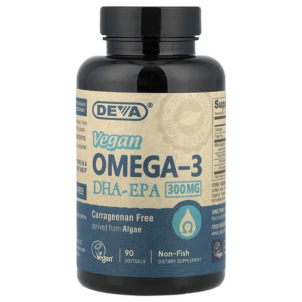 Deva, Vegan Omega-3, DHA-EPA, 90 Softgels