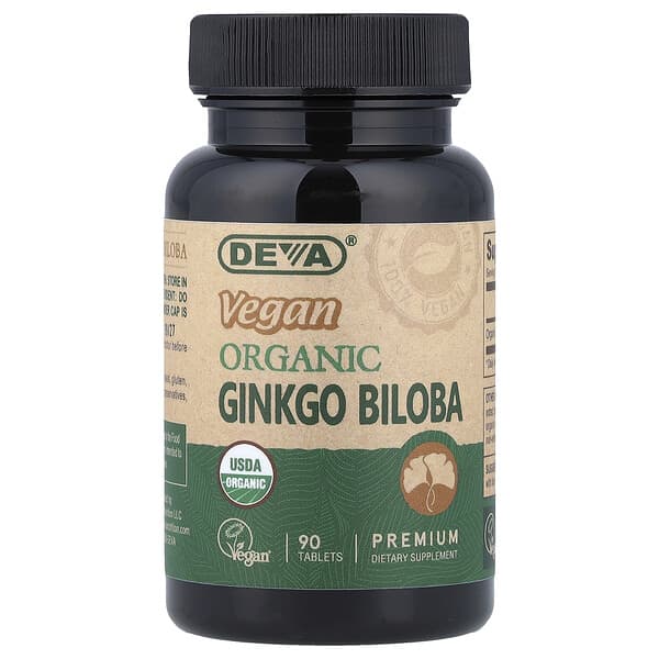 Deva, Vegan Organic Ginkgo Biloba, 90 Tablets (300 mg Per tablet)