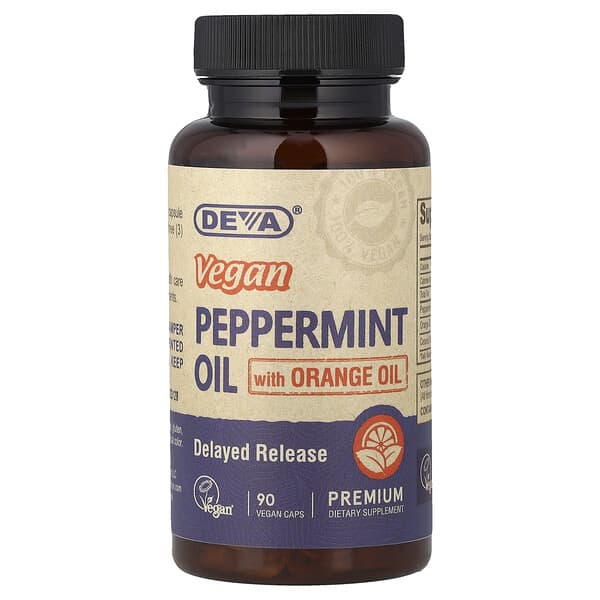 Deva, Vegan Peppermint Oil with Orange Oil, 90 Vegan Caps