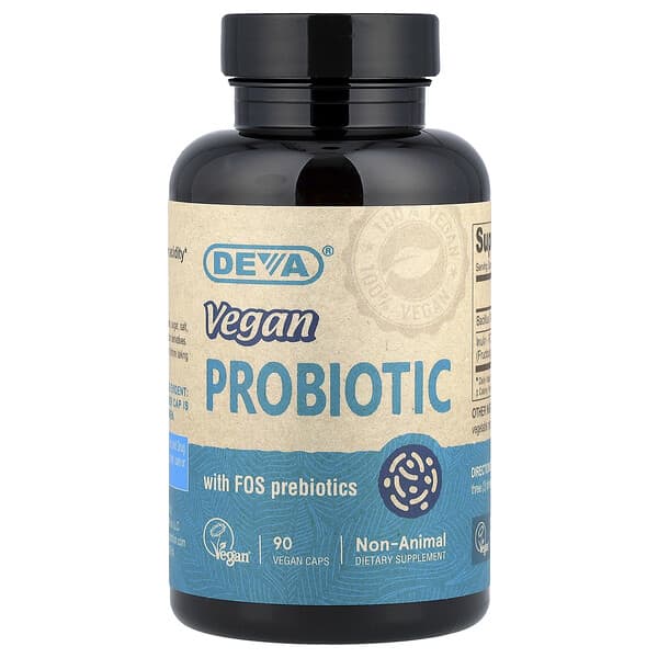 Deva, Vegan Probiotic with FOS Prebiotics, 90 Vegan Caps