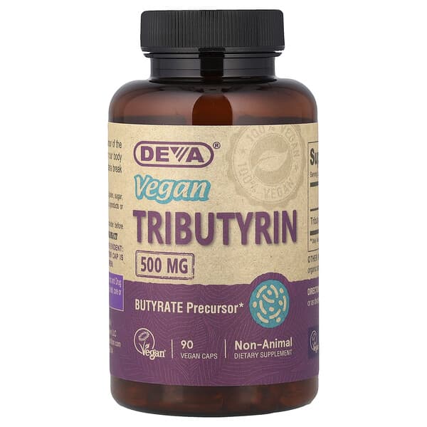 Deva, Vegan Tributyrin, 500 mg , 90 Vegan Caps