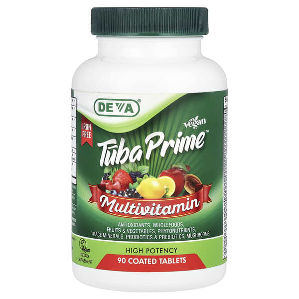 Deva, Vegan Tuba Prime™, Multivitamin, Iron Free, High Potency, 90 Coated Tablets 3 Deva, Vegan Tuba Prime™, Multivitamin, Iron Free, High Potency, 90 Coated Tablets