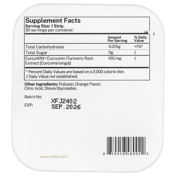 Alternative view of Diso, Curcumin, Orange , 30 Oral Strips
