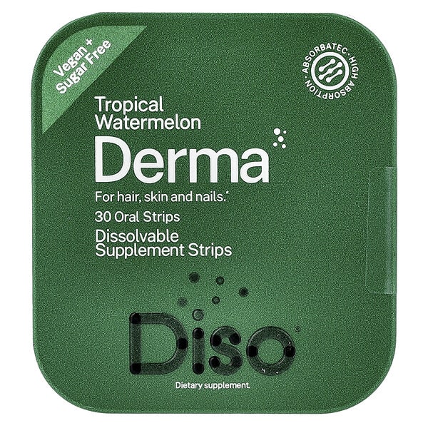 Diso, Derma, Tropical Watermelon, 30 Oral Strips