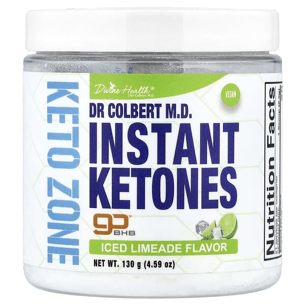 Divine Health, Dr. Colbert M.D., Keto Zone, Instant Ketones, Iced Limeade , 4.59 oz (130 g)