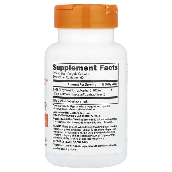 Alternative view of Doctor's Best, 5-HTP, 100 mg, 60 Veggie Caps