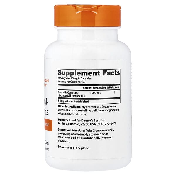 Alternative view of Doctor's Best, Acetyl-L-Carnitine, 120 Veggie Caps (500 mg per Cap)