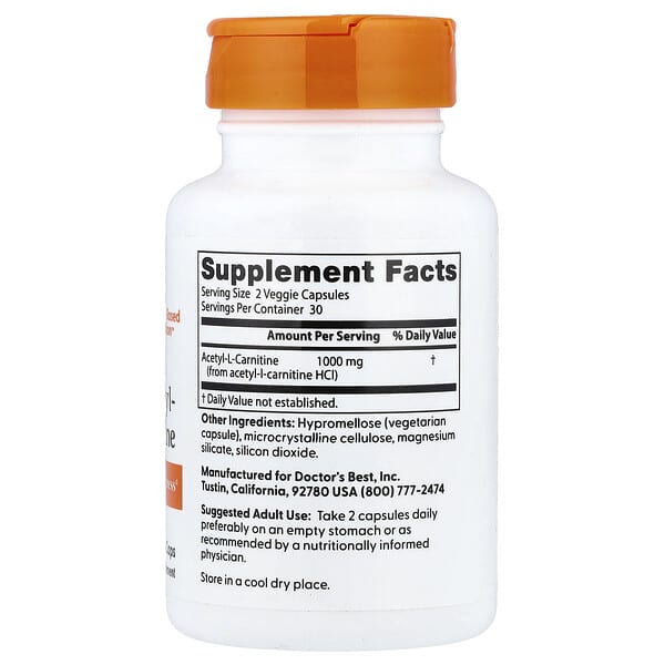 Alternative view of Doctor's Best, Acetyl-L-Carnitine, 60 Veggie Caps (500 mg Per capsule)