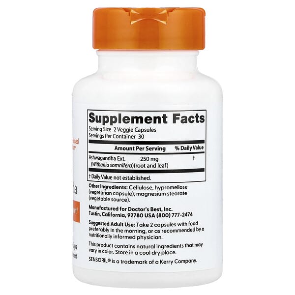 Alternative view of Doctor's Best, Ashwagandha, 60 Veggie Caps (125 mg per Capsule)