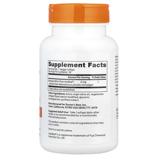 Alternative view of Doctor's Best, Astaxanthin, 6 mg, 90 Veggie Softgels