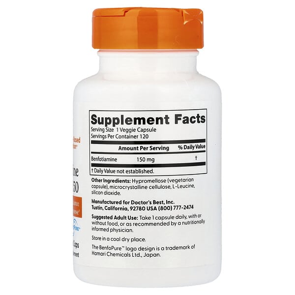 Alternative view of Doctor's Best, Benfotiamine 150, 150 mg, 120 Veggie Caps