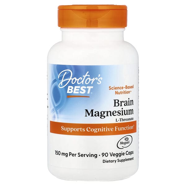 Doctor's Best, Brain Magnesium with Magtein®, 90 Veggie Caps (50 mg per Capsule)