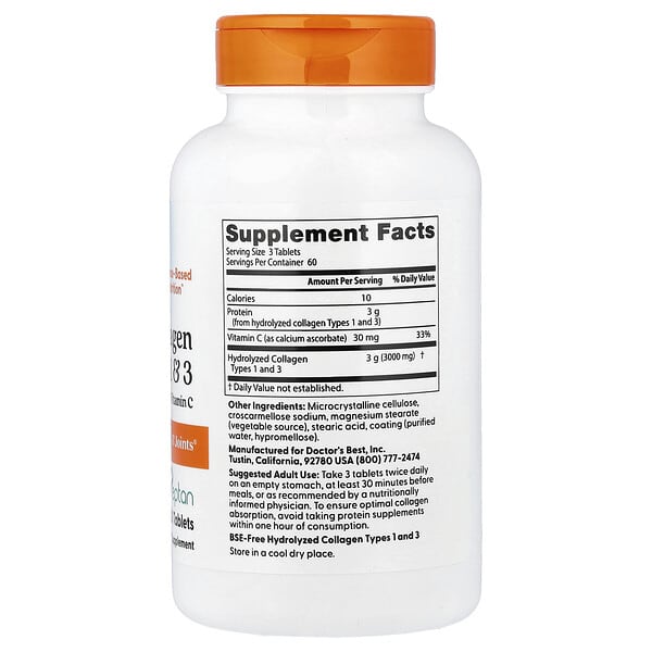 Alternative view of Doctor's Best, Collagen Types 1 & 3 with Vitamin C, 180 Tablets