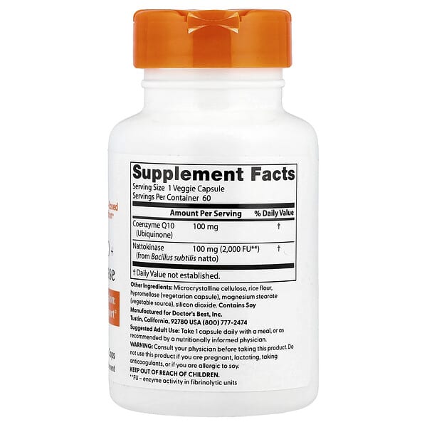 Alternative view of Doctor's Best, CoQ10 + Nattokinase, 60 Veggie Caps