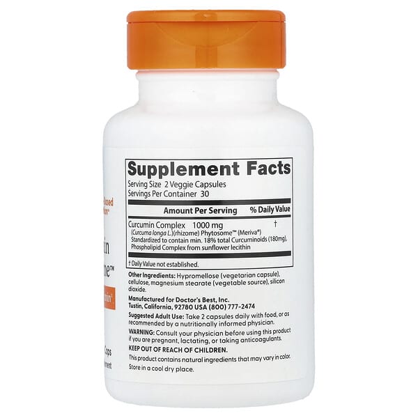 Alternative view of Doctor's Best, Curcumin Phytosome™, 60 Veggie Caps (500 mg per Capsule)