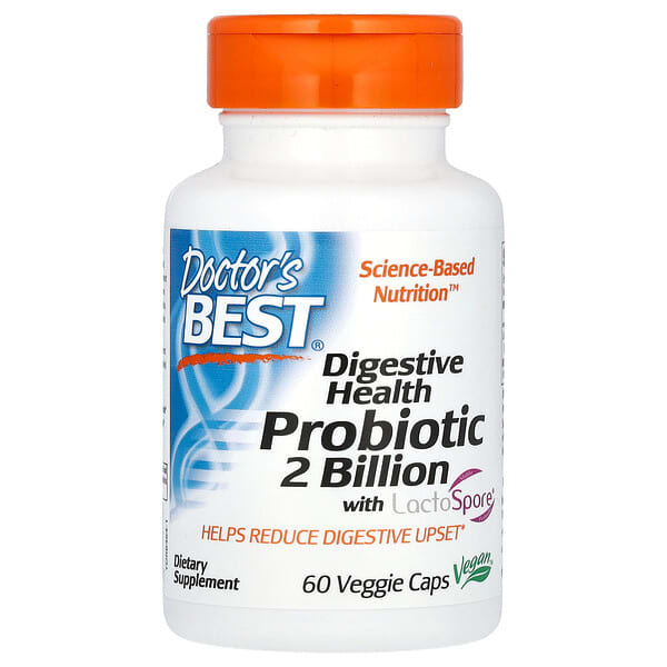 Doctor's Best, Digestive Health, Probiotic 2 Billion with LactoSpore, 2 Billion, 60 Veggie Caps