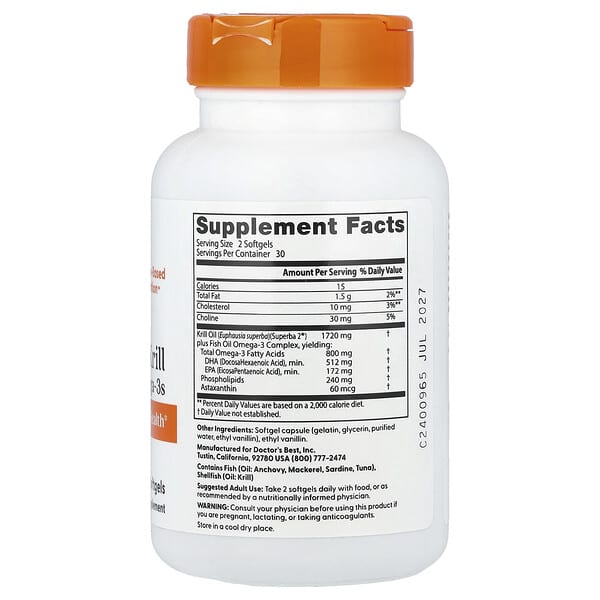 Alternative view of Doctor's Best, Enhanced Krill Plus Omega3s , 60 Softgels