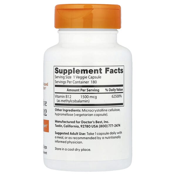 Alternative view of Doctor's Best, Fully Active B12, 1,500 mcg, 180 Veggie Caps