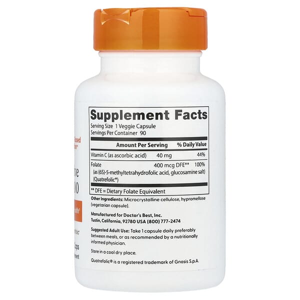 Alternative view of Doctor's Best, Fully Active Folate 400, 400 mcg, 90 Veggie Caps