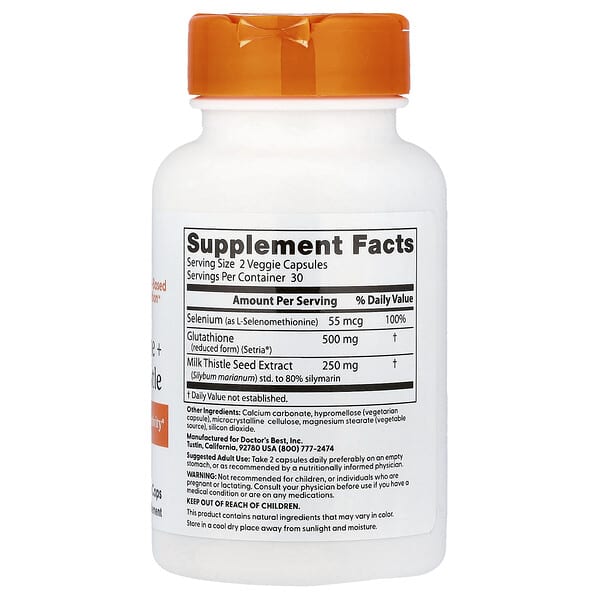 Alternative view of Doctor's Best, Glutathione + Milk Thistle , 60 Veggie Caps