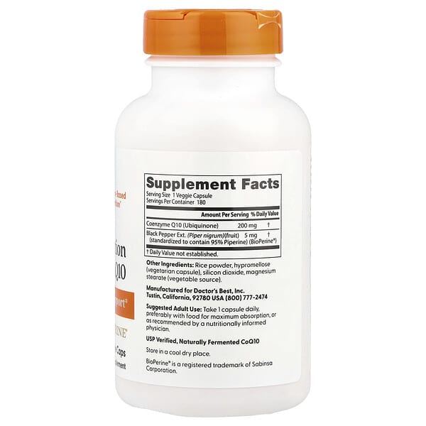 Alternative view of Doctor's Best, High Absorption CoQ10  , 200 mg, 180 Veggie Caps