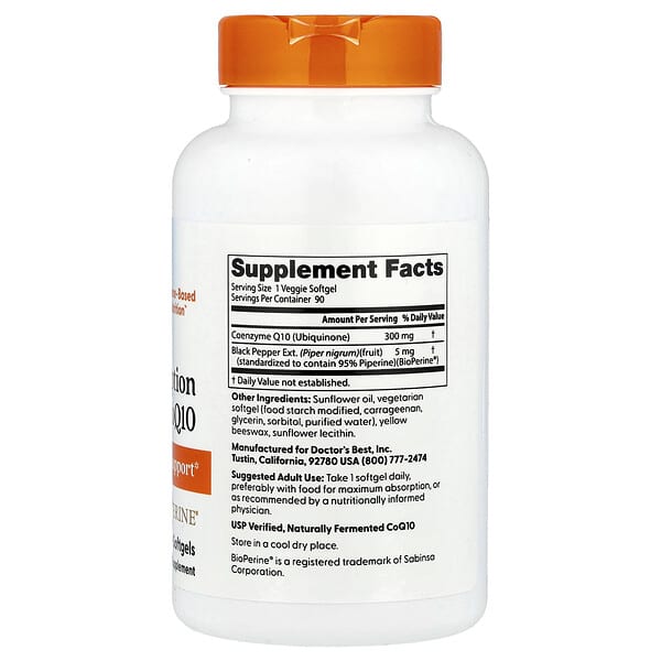 Alternative view of Doctor's Best, High Absorption CoQ10, 300 mg, 90 Veggie Softgels
