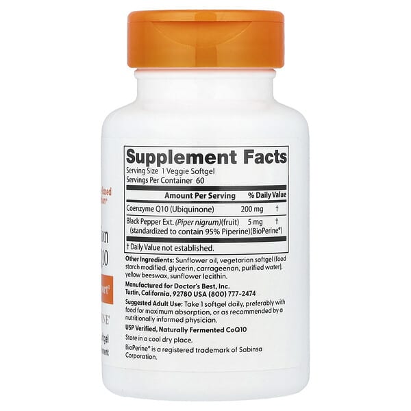Alternative view of Doctor's Best, High Absorption CoQ10, 60 Veggie Softgel