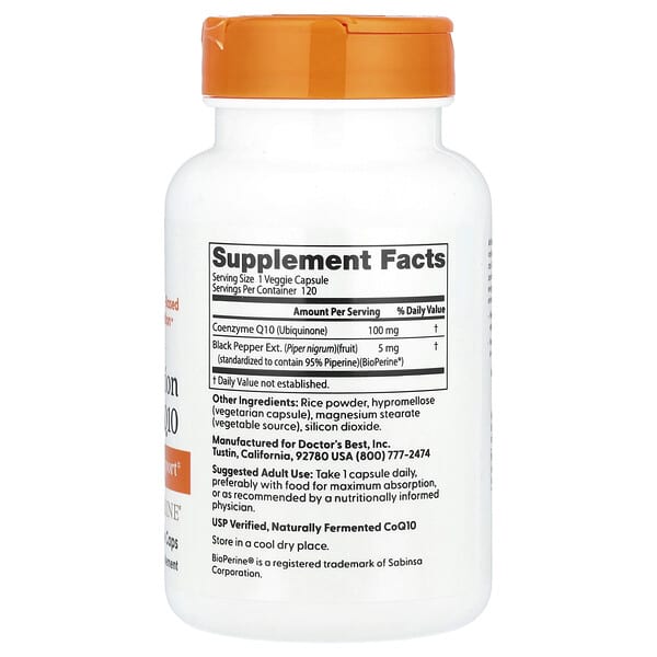 Alternative view of Doctor's Best, High Absorption CoQ10 with BioPerine®, 100 mg, 120 Veggie Caps