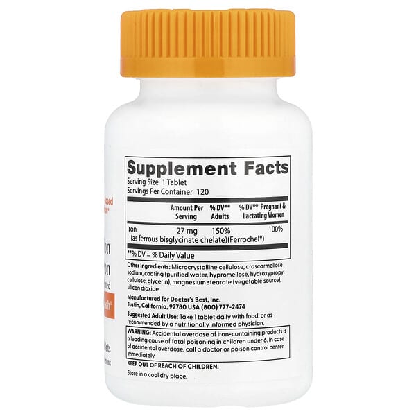 Alternative view of Doctor's Best, High Absorption Iron, 27 mg, 120 Tablets