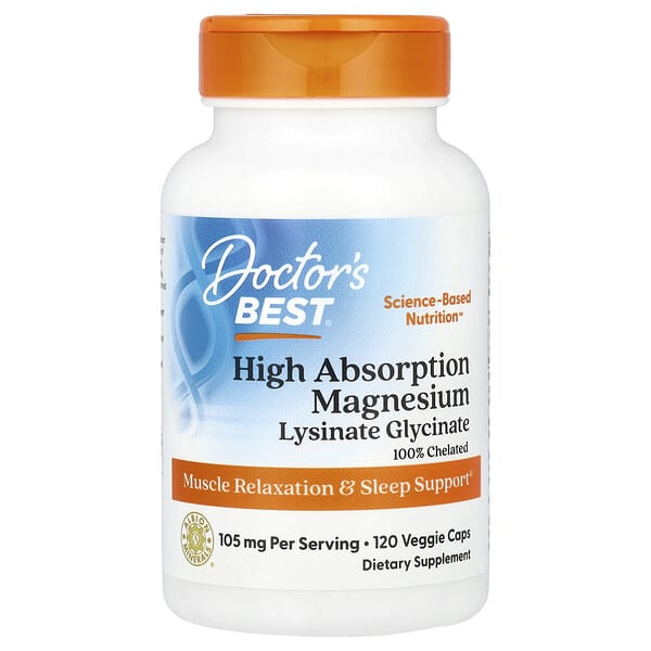 Doctor's Best, High Absorption Magnesium, 120 Veggie Caps (52.5 mg per Capsule)