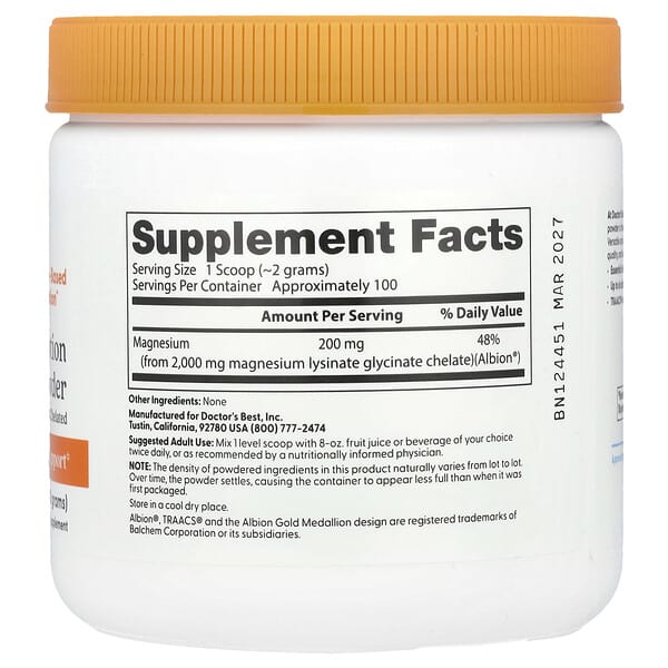 Alternative view of Doctor's Best, High Absorption Magnesium Powder, 7.1 oz (200 g)