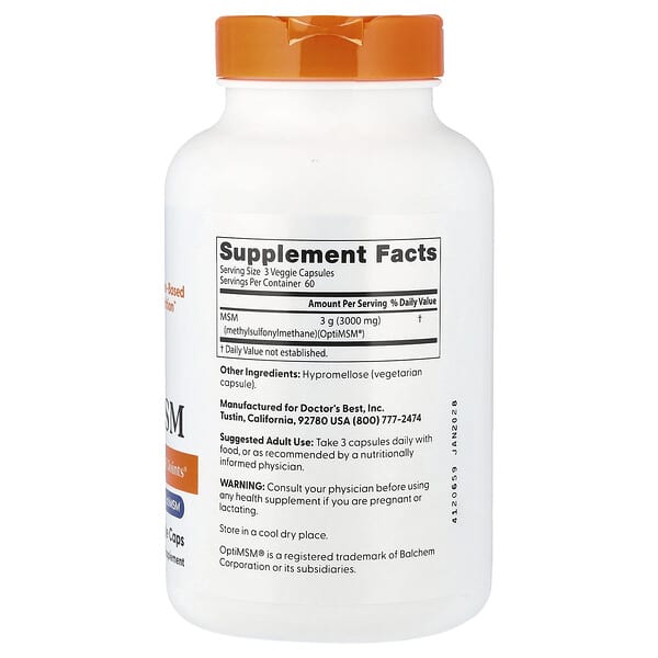 Alternative view of Doctor's Best, MSM, 180 Veggie Caps (1,000 mg per Capsules)