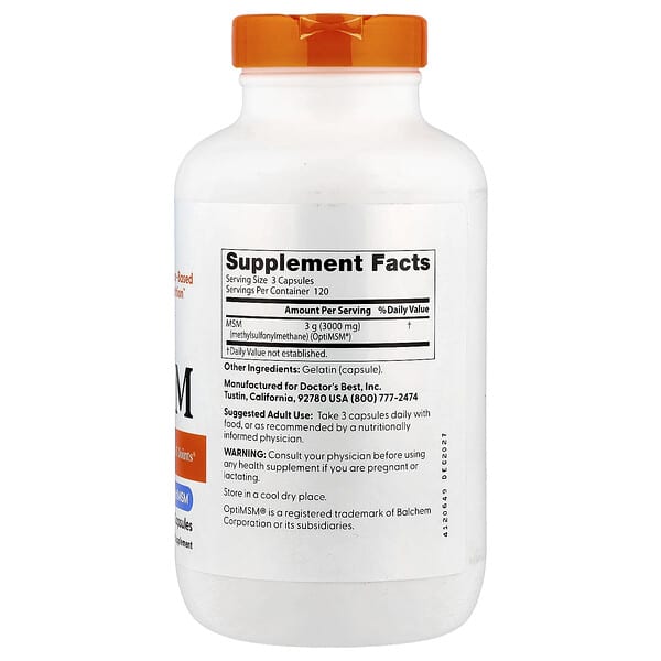 Alternative view of Doctor's Best, MSM with OptiMSM®, 360 Capsules (1,000 mg  per Capsule)