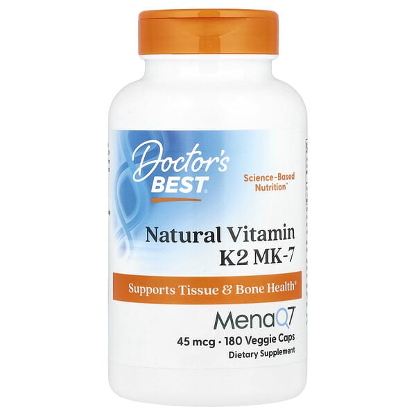 Doctor's Best, Natural Vitamin K2 MK-7 , 45 mcg, 180 Veggie Caps