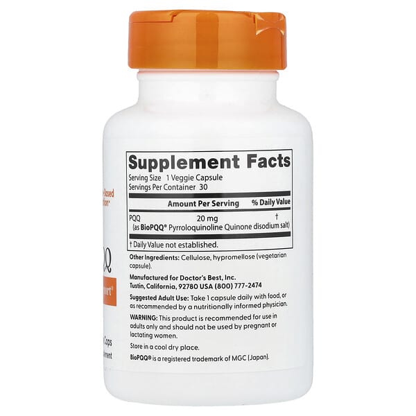 Alternative view of Doctor's Best, PQQ , 20 mg, 30 Veggie Caps