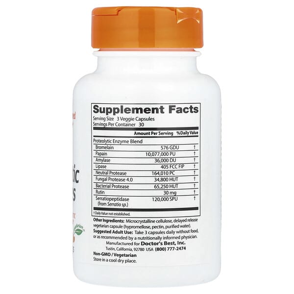 Alternative view of Doctor's Best, Proteolytic Enzymes, 90 Delayed Release Veggie Caps