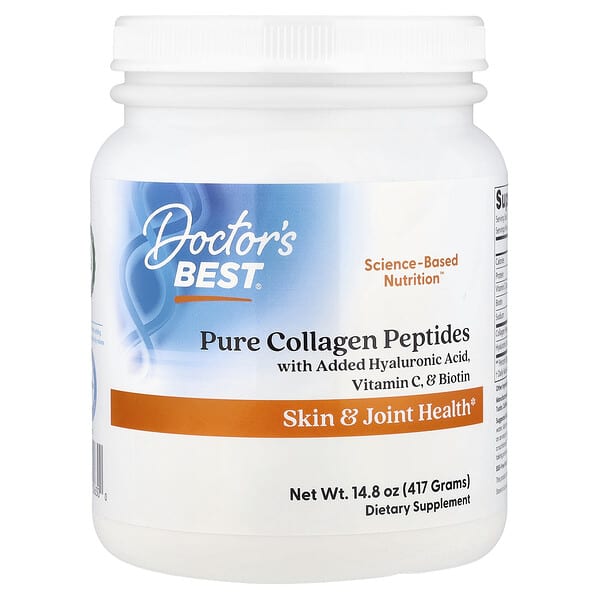 Doctor's Best, Pure Collagen Peptides With Added Hyaluronic Acid, Vitamin C, & Biotin, 14.8 oz (417 g)