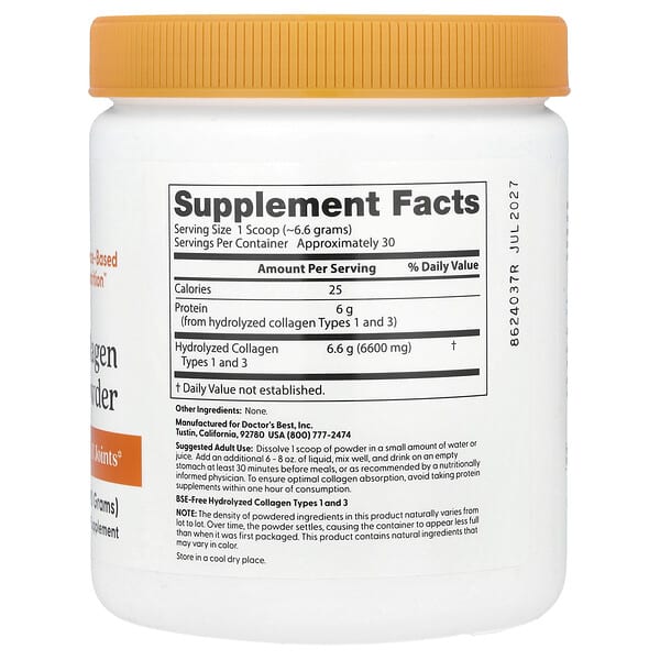 Alternative view of Doctor's Best, Pure Collagen Types 1 and 3 Powder, 7.1 oz (200 g)